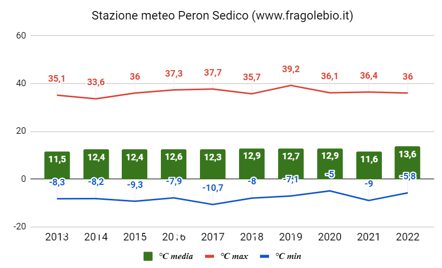 Andamento storico temperature Meteo Peron